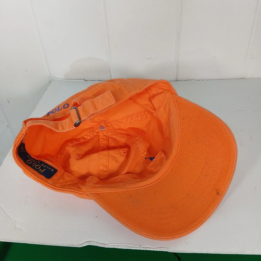 Polo Ralph Lauren Dad Hat Men OS Orange Blue Pony Logo Cotton Chino Twill Cap